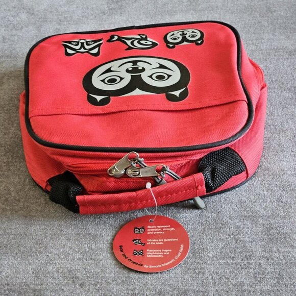 Native Explore Insulated Lunch Bag Red Zip Up Bear And Friends By Simone Diamond - Picture 6 of 15